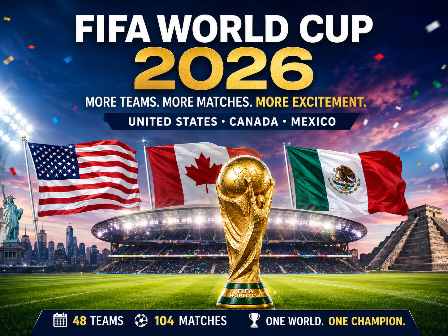 FIFA World Cup 2026 Final: Date, Time, Stadium, 48 Teams, Full Schedule, Points Table, Live Streaming, TV Channels, Highlights, & More
